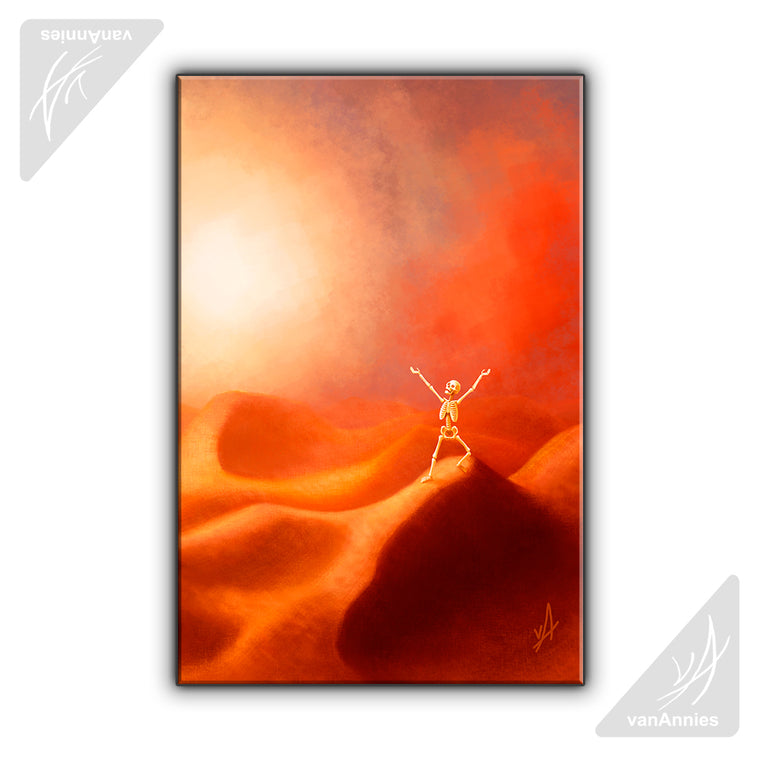 But It's a Dry Heat | Skeleton in the Desert | Wrapped Canvas Print