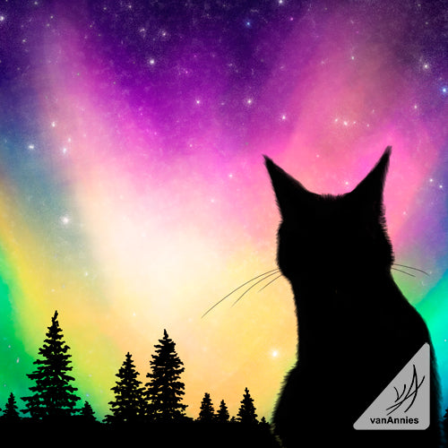 Aurora (Cat Silhouette) Wrapped Canvas Print