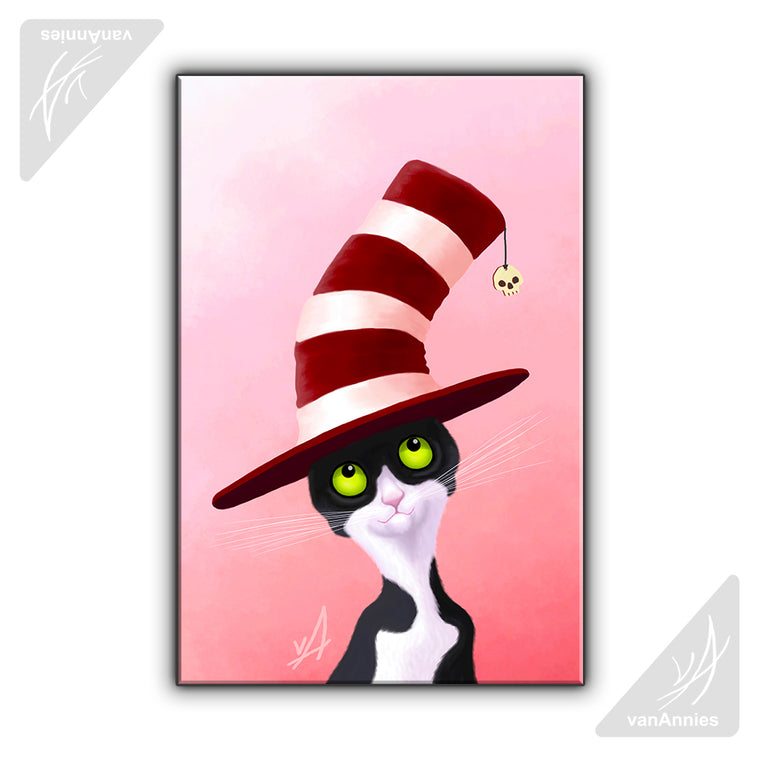 Cat in the Hat Wrapped Canvas Print