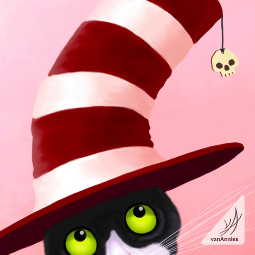 Cat in the Hat Wrapped Canvas Print