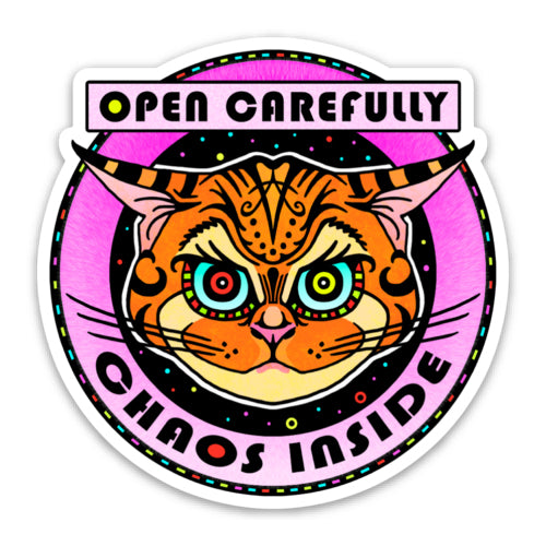 "Open Carefully, Chaos Inside" Sticker