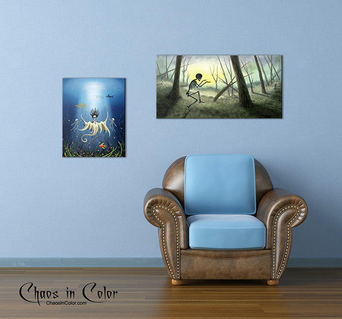 La Llorona as a Skeleton Wrapped Canvas Print - Chaos in Color - 2
