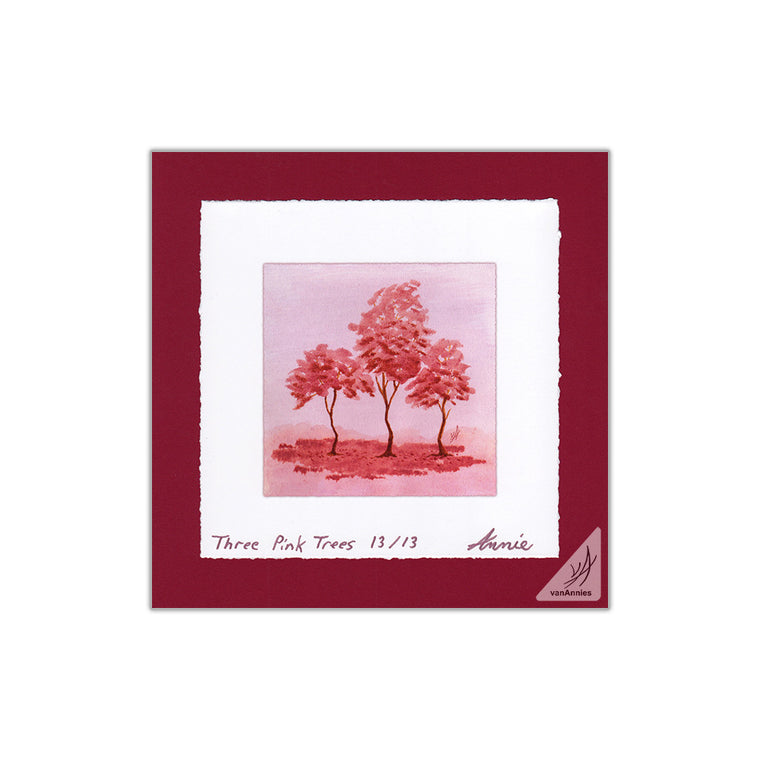 Three Pink Trees 8x8 Deckle Edge Print