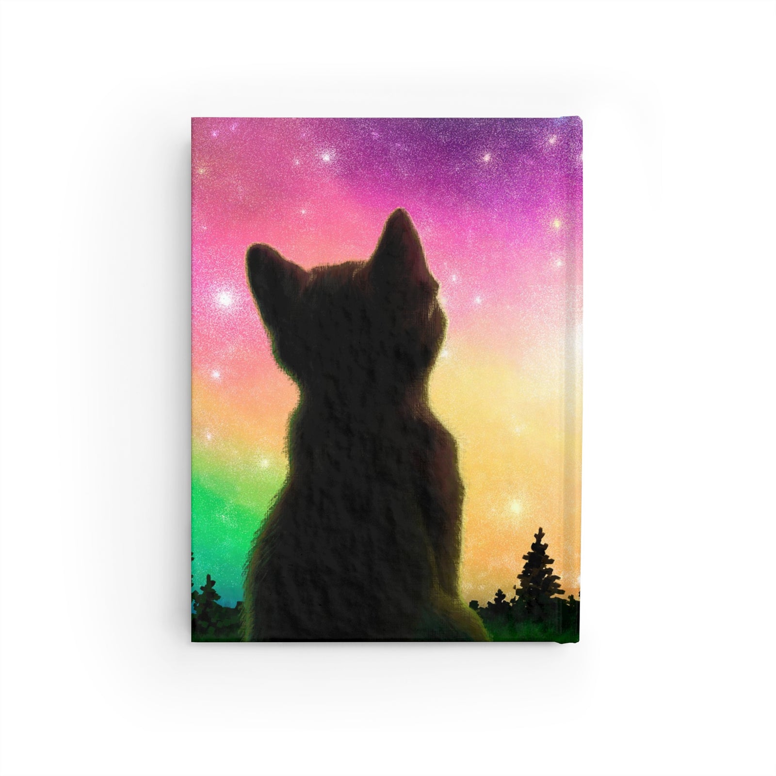 Meditation Insights Blank Journal - Aurora Full of Stars Cat Art (Free Shipping)