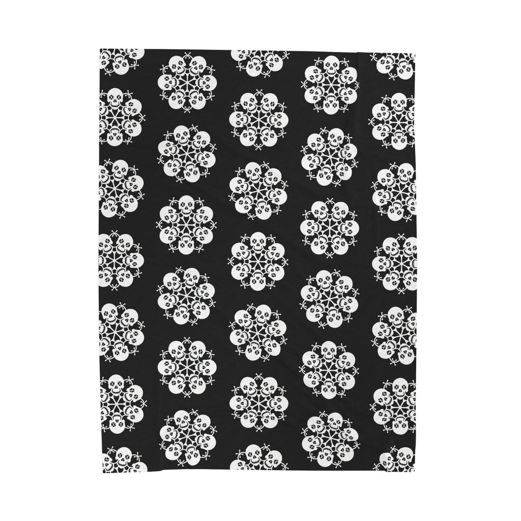 Skull Flakes - Deathly Snow Flakes - Black & White Soft Fleece Blanket (FREE SHIPPING)