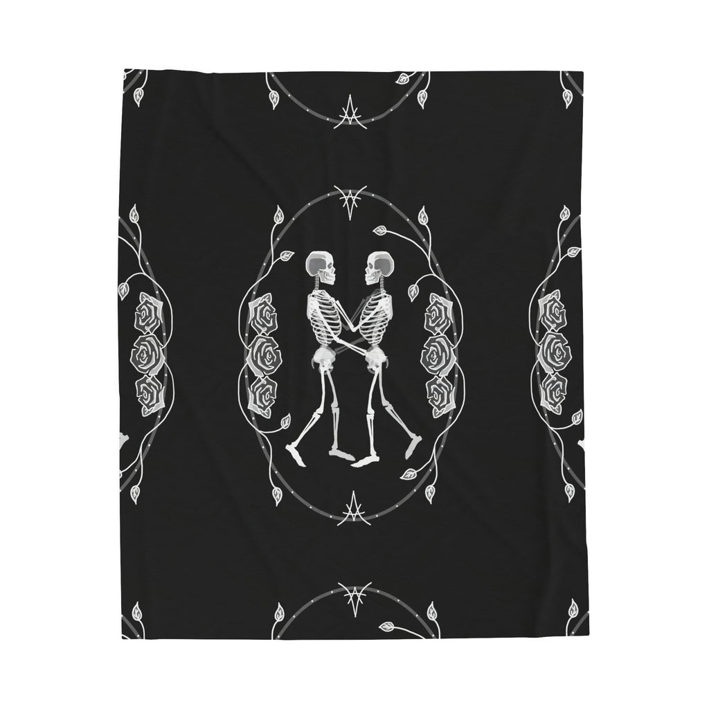 Til Death Do Us Part - Skeleton Couple - Black & White Soft Fleece Blanket (FREE SHIPPING)