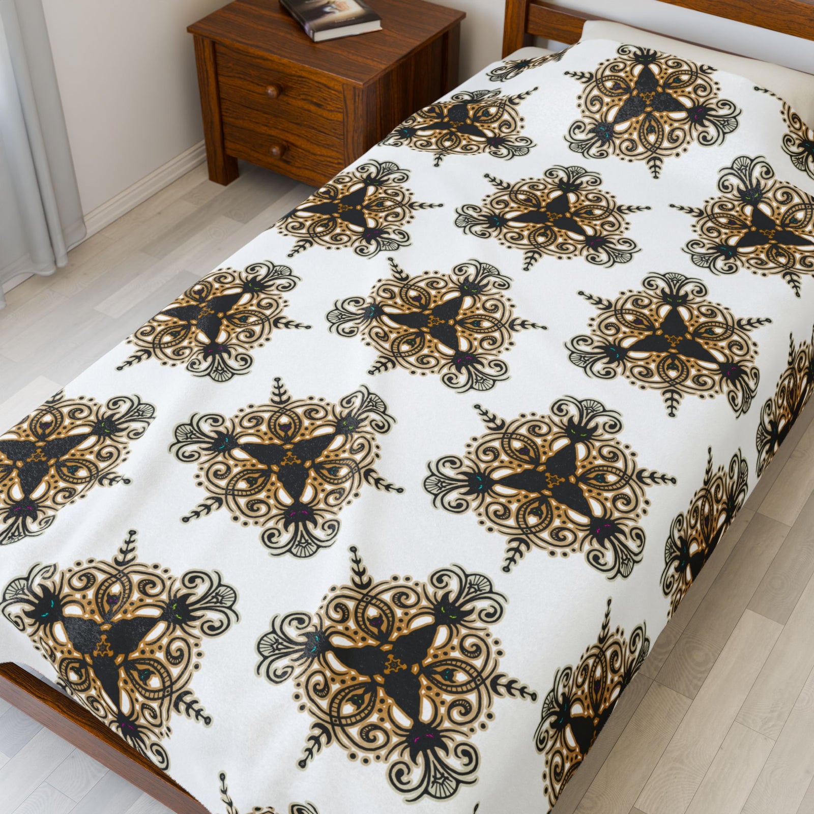 Black Cat Feline Filigree - Soft Fleece Blanket (FREE SHIPPING)