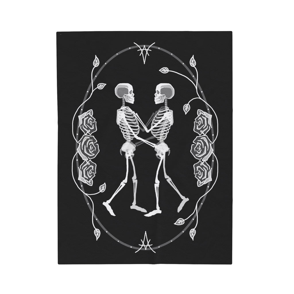 Til Death Do Us Part - Skeleton Couple - Black & White Soft Fleece Blanket (FREE SHIPPING)