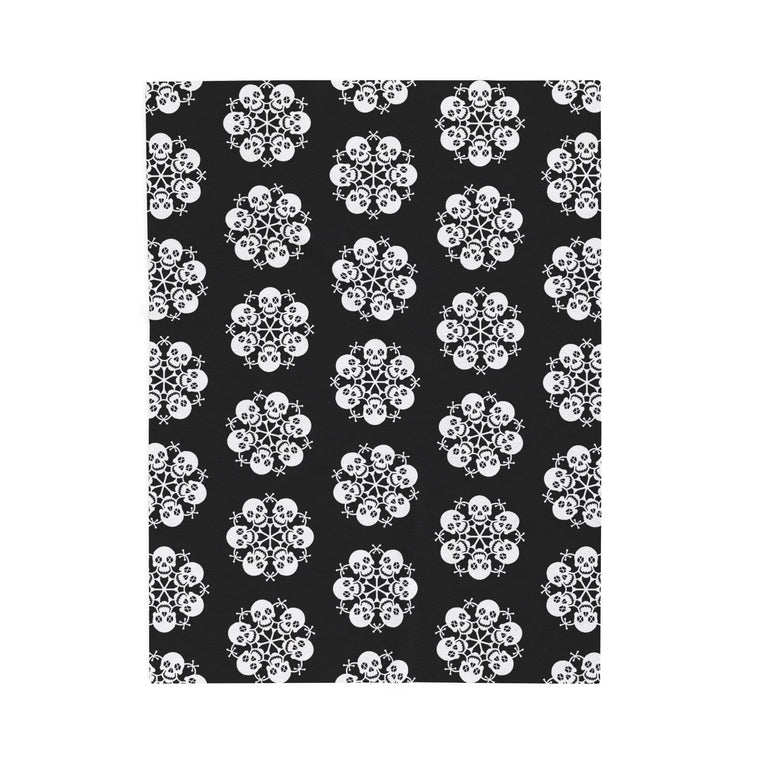 Skull Flakes - Deathly Snow Flakes - Black & White Soft Fleece Blanket (FREE SHIPPING)