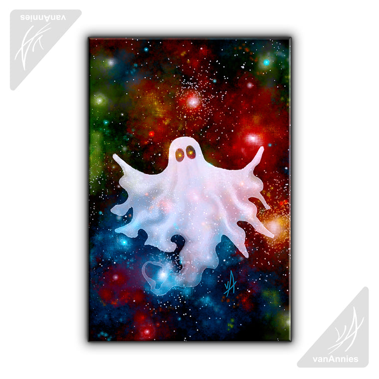 Heart Shaped Ghost With Glowing Eyes On Halloween - Halloween - Sticker