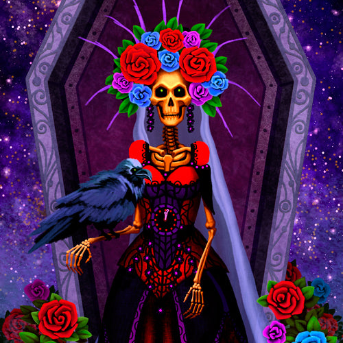 Corvid Catrina!  Wrapped Canvas Print