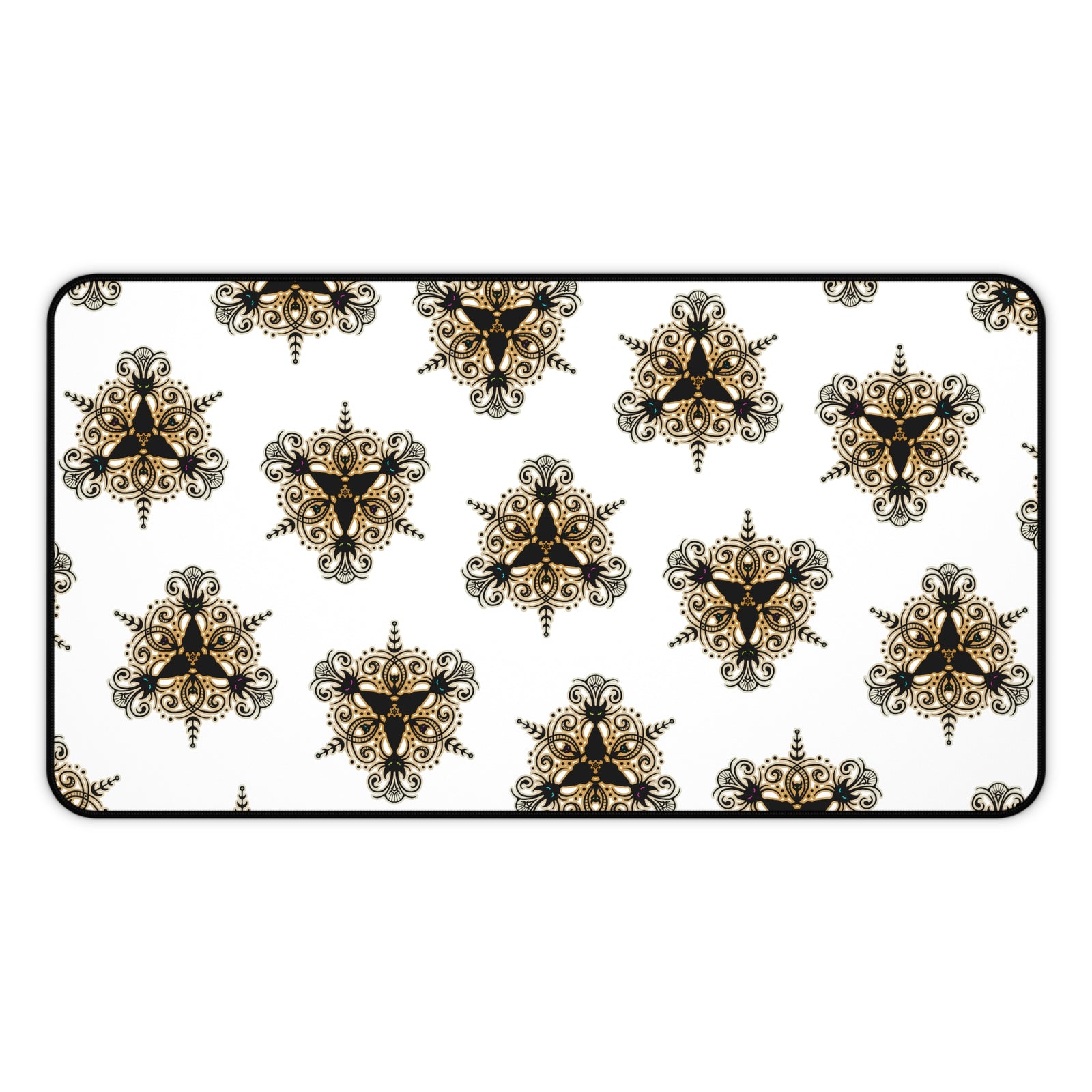 Black Cat Feline Filigree - Cat Food Mat (Free Shipping)