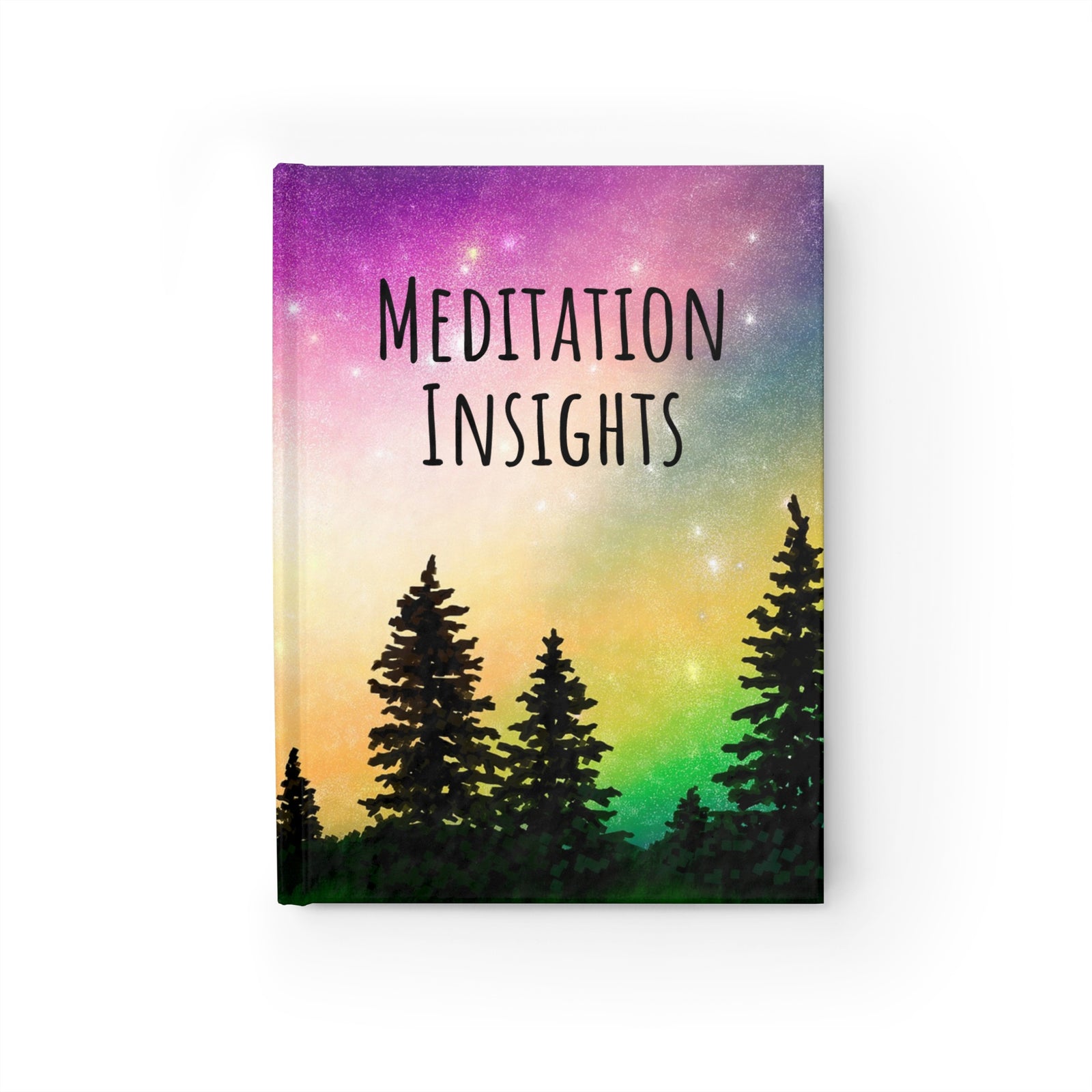 Meditation Insights Blank Journal - Aurora Full of Stars Cat Art (Free Shipping)