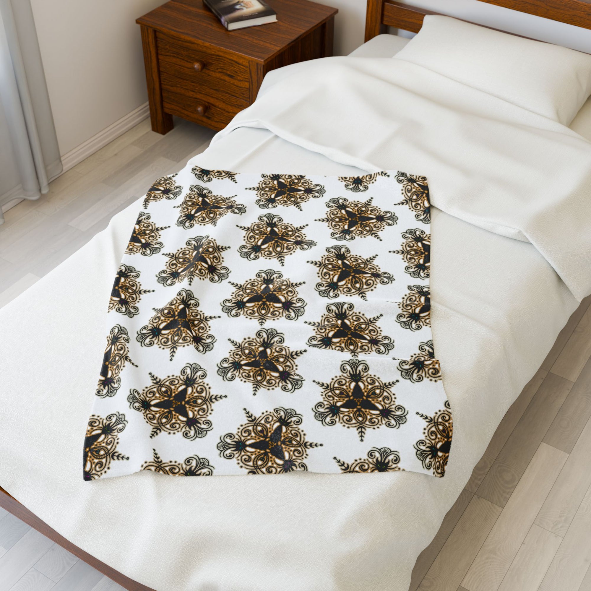 Black Cat Feline Filigree - Soft Fleece Blanket (FREE SHIPPING)