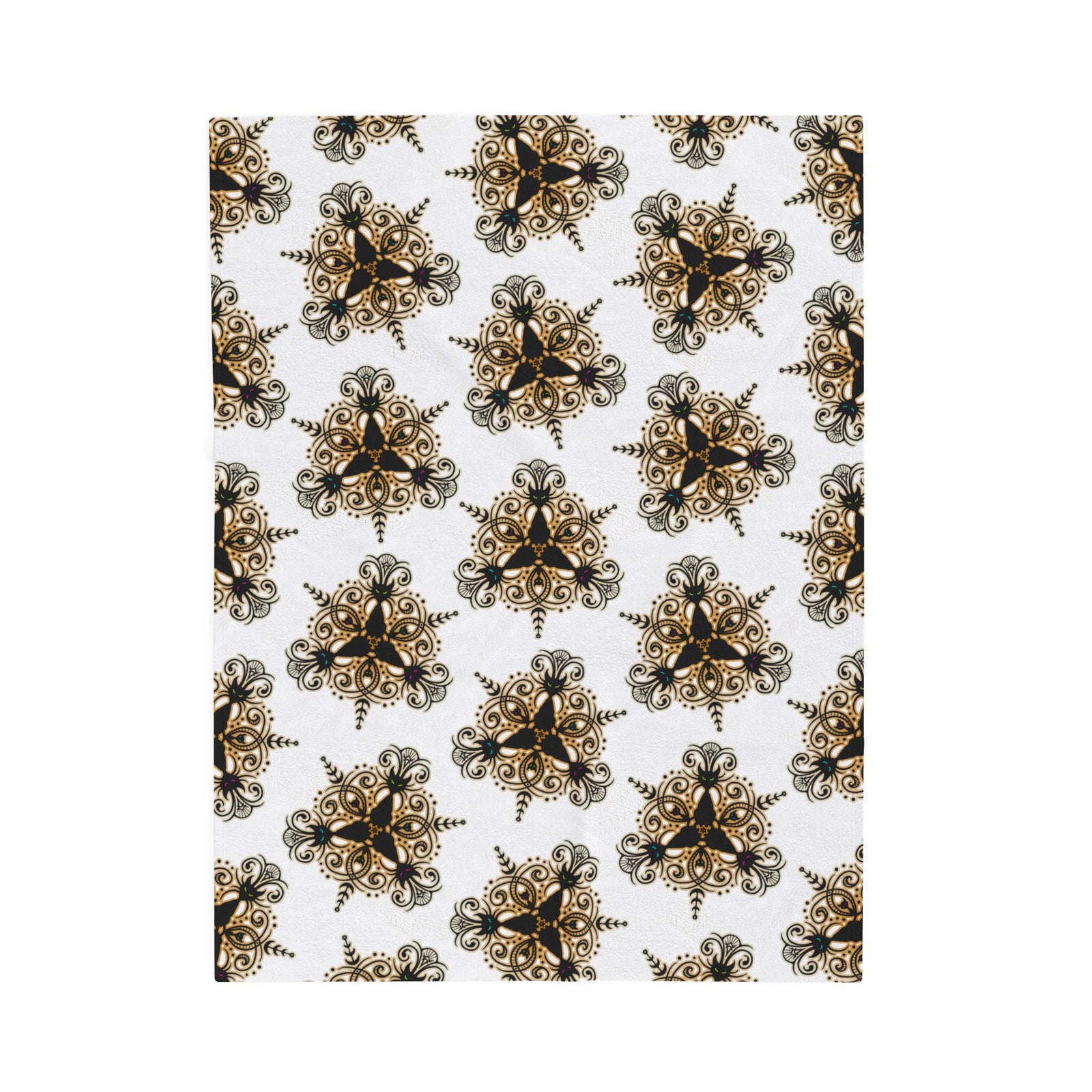 Black Cat Feline Filigree - Soft Fleece Blanket (FREE SHIPPING)