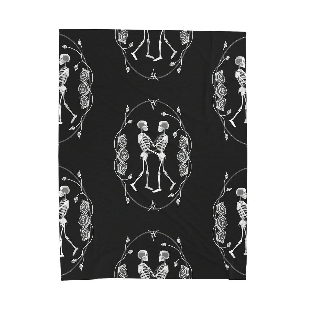 Til Death Do Us Part - Skeleton Couple - Black & White Soft Fleece Blanket (FREE SHIPPING)