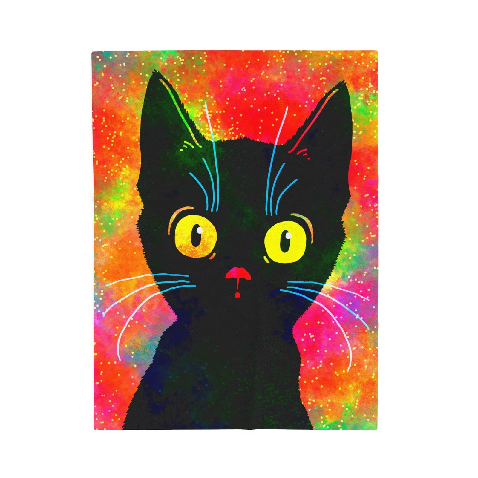 The Wonder - Wide Eyed Neon Cat Soft Fleece Blanket (FREE SHIPPING)