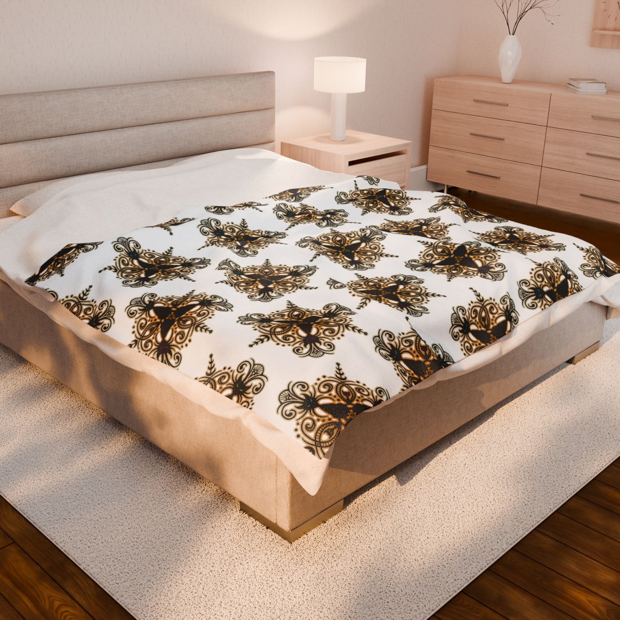 Black Cat Feline Filigree - Soft Fleece Blanket (FREE SHIPPING)