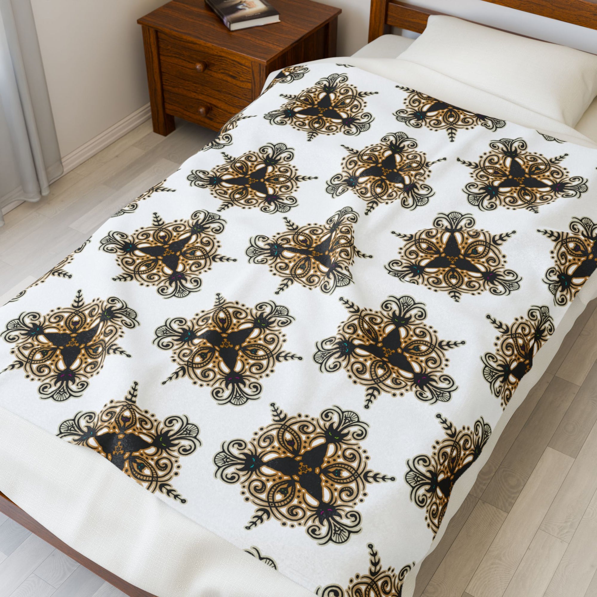 Black Cat Feline Filigree - Soft Fleece Blanket (FREE SHIPPING)
