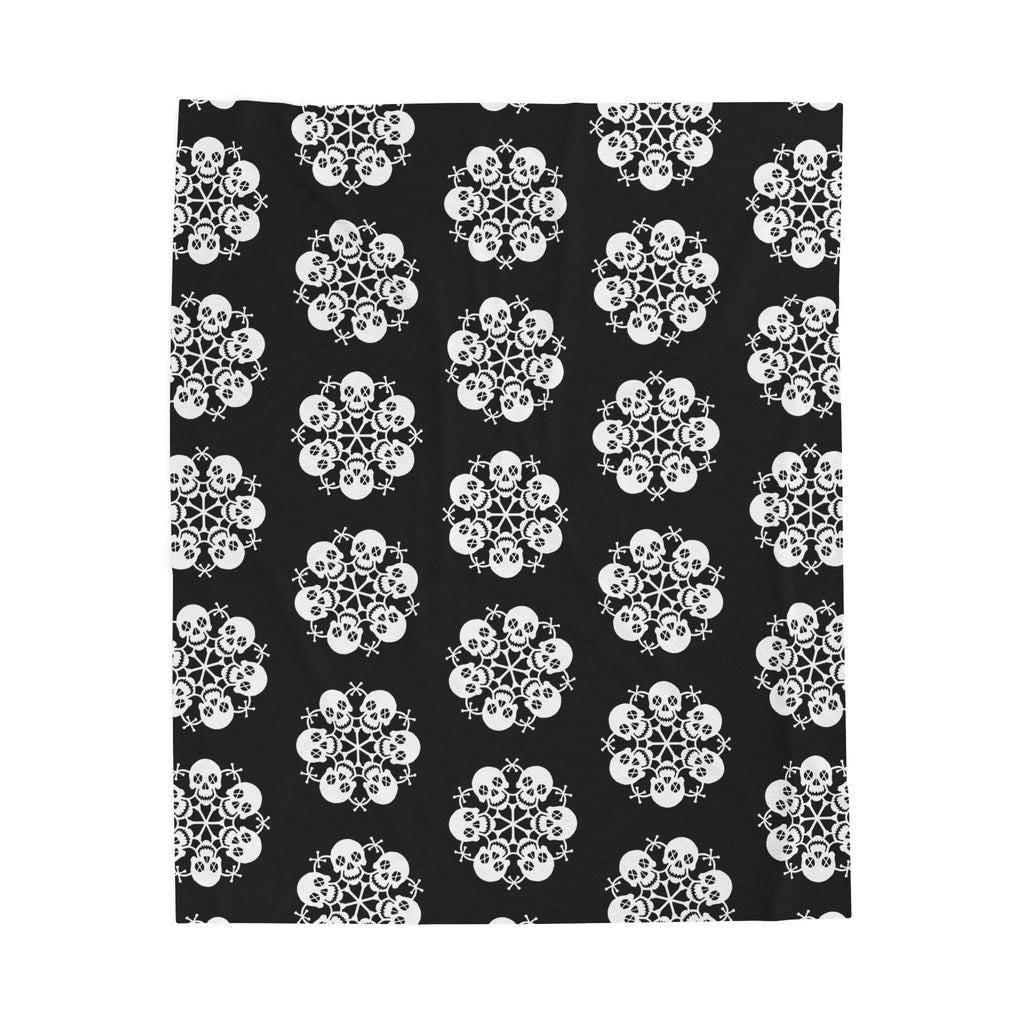 Skull Flakes - Deathly Snow Flakes - Black & White Soft Fleece Blanket (FREE SHIPPING)