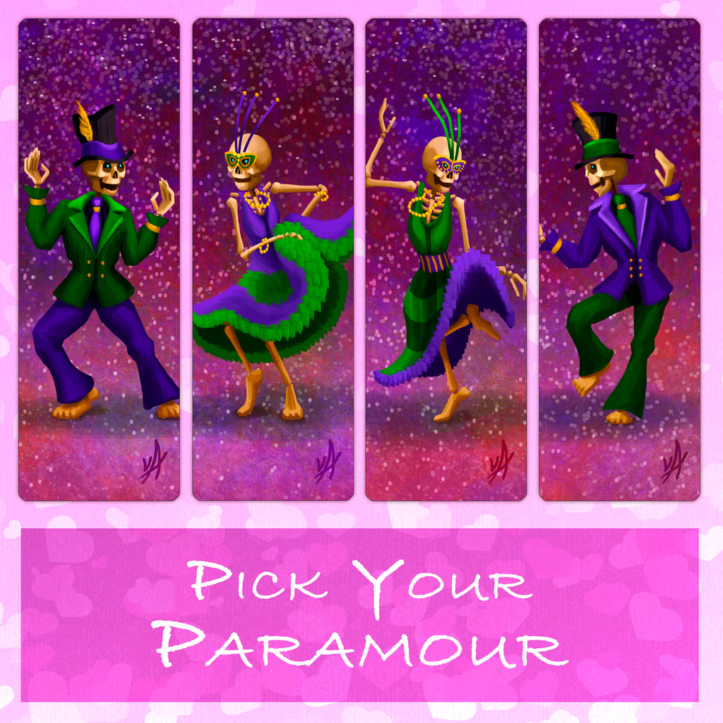 Pick Your Paramour (Dancing Skeletons) - Set of Metal Bookmarks