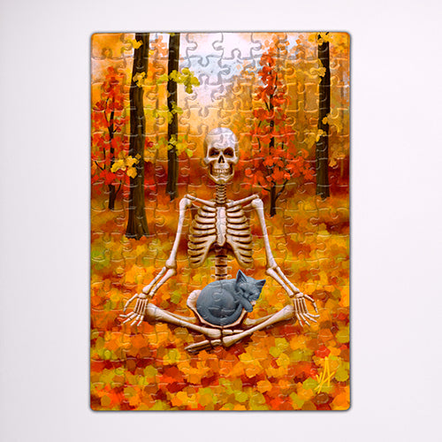 Purrvana! Meditating Skeleton Puzzle