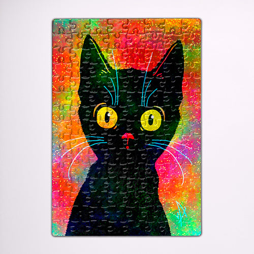 The Wonder! Psychedelic Black Cat Puzzle