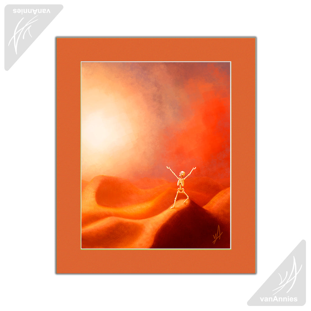 But It's a Dry Heat | Skeleton in the Desert | Paper Art Print