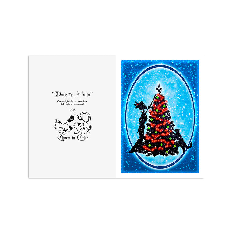 Deck the Halls 5x7 Art Card Print for Yule, Xmas, Christmas, Winter Holiday