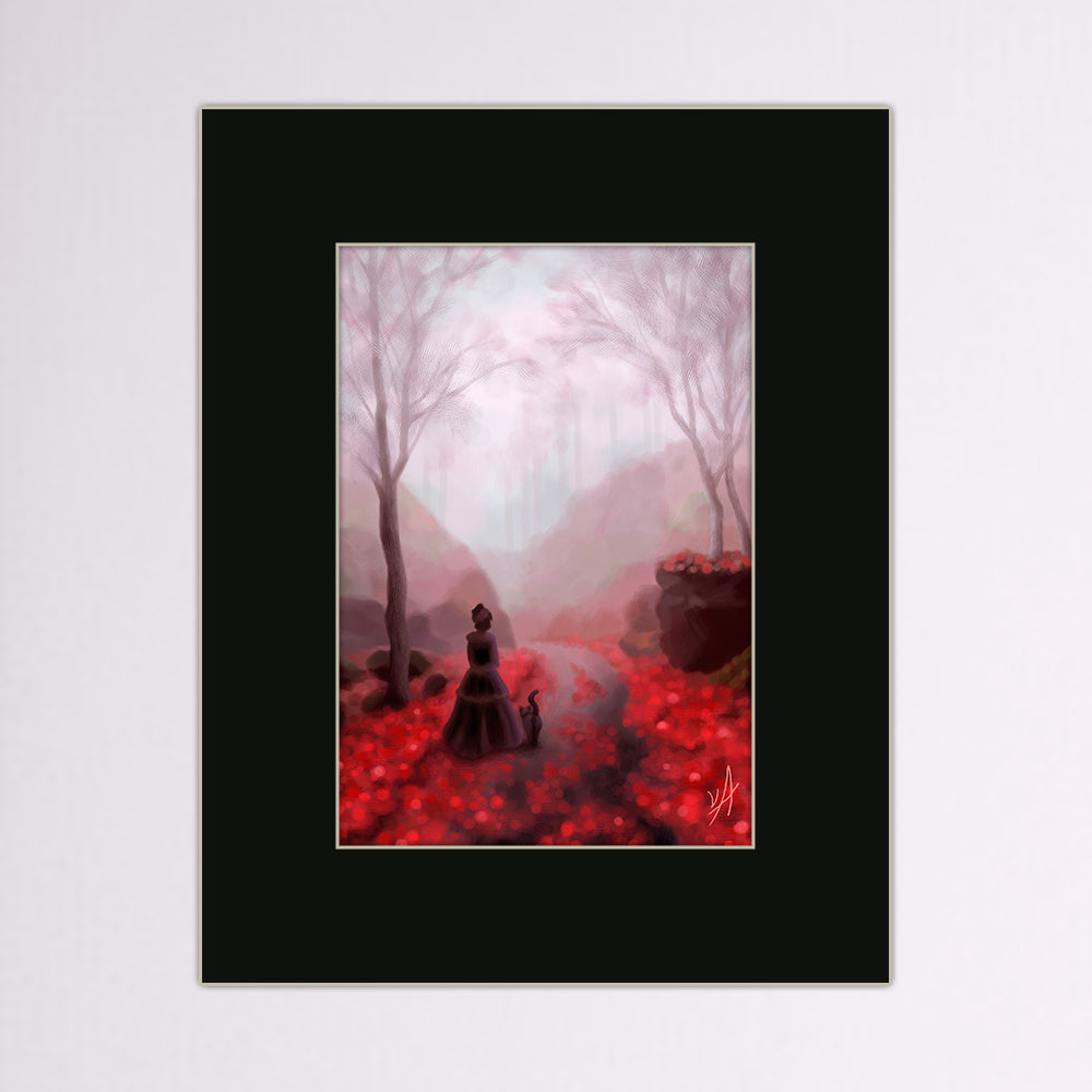 February Fog (Victorian Woman and Cat) Matted Print