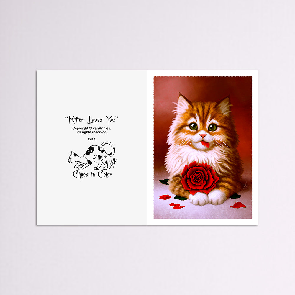 Kitten Loves You  5x7 Art Card Print