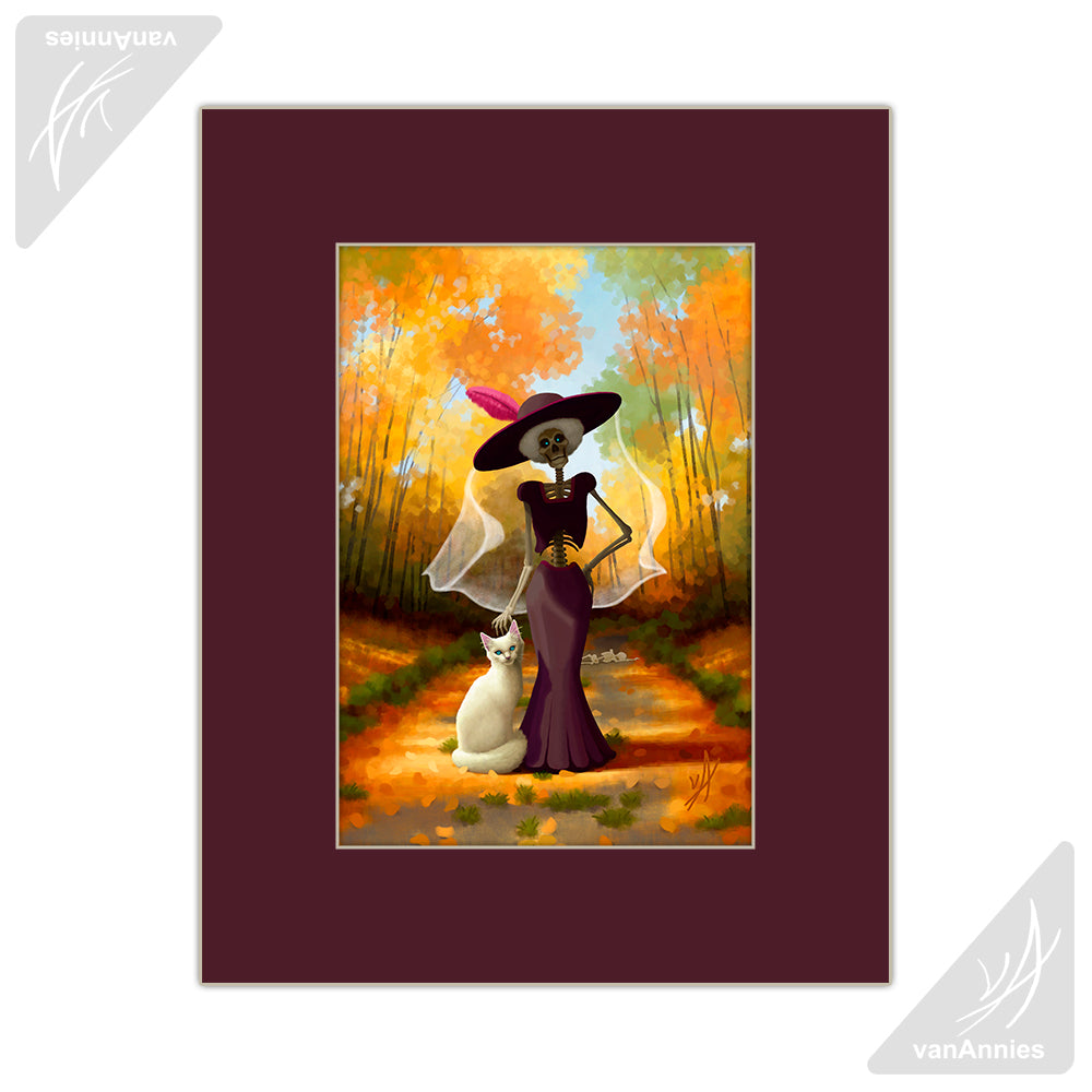 La Muerte's Cat Matted Print