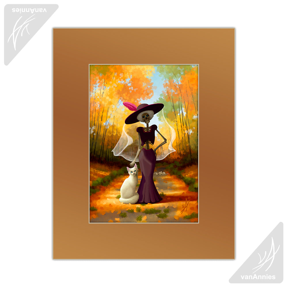La Muerte's Cat Matted Print