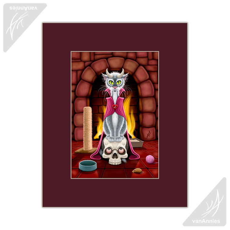 Lucipurr Cat with Horns Matted Print