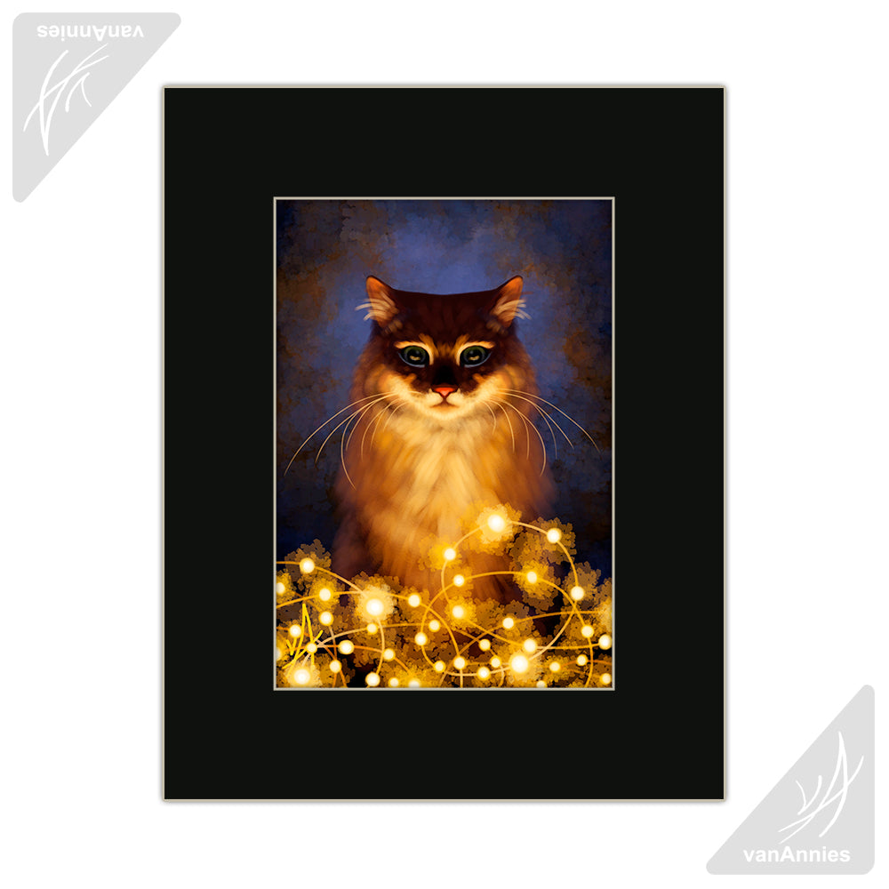 Power Surge (Cat With Lights) Matted Print