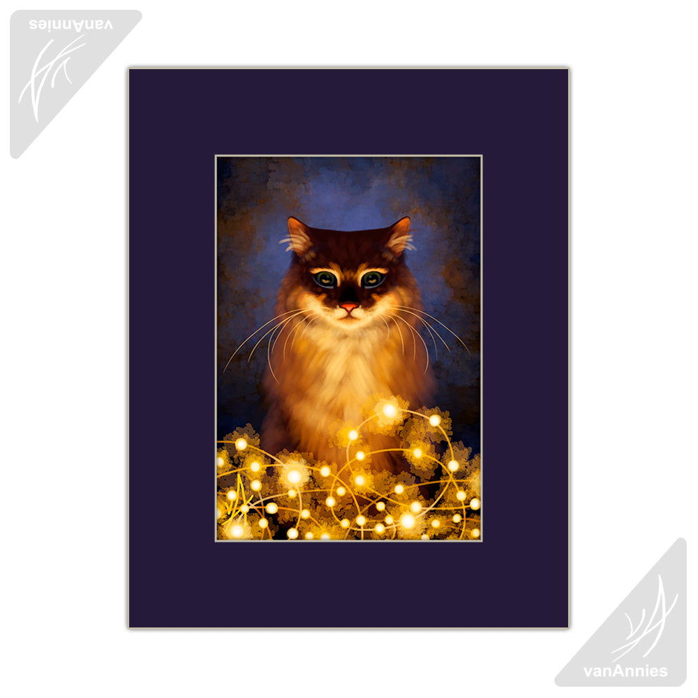 Power Surge (Cat With Lights) Matted Print