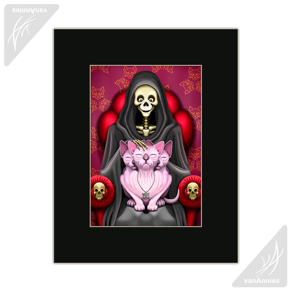 Purrberus the Three-Headed Sphynx Cat Matted Print