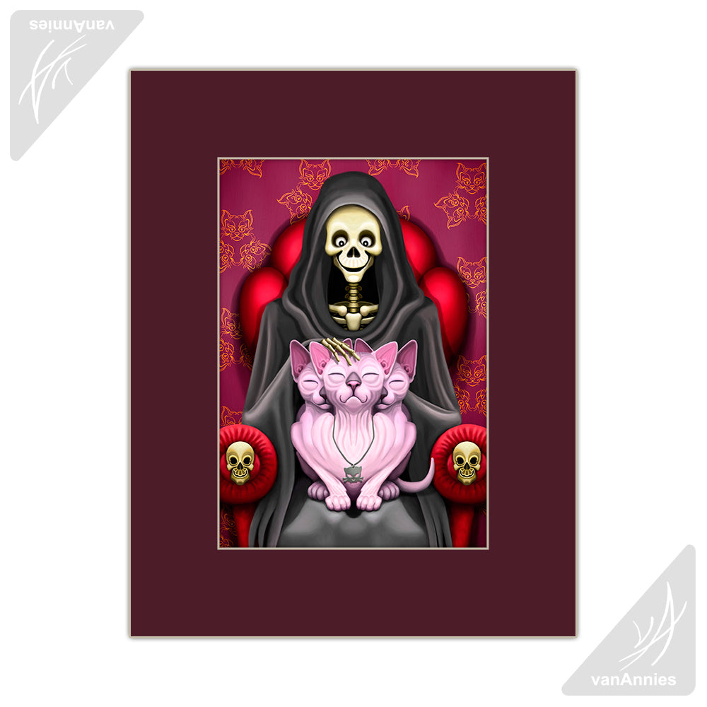 Purrberus the Three-Headed Sphynx Cat Matted Print