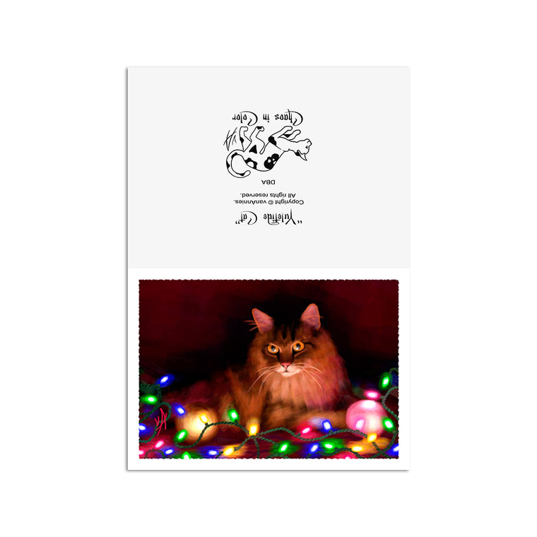 Yuletide Cat 5x7 Art Card Print