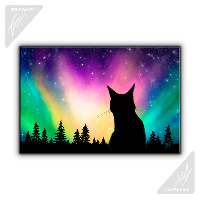 Aurora (Cat Silhouette) Wrapped Canvas Print