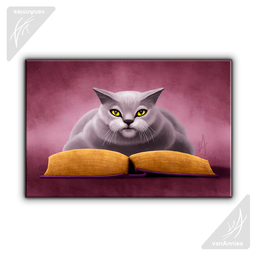 Interrupted (Cat Reading Book) Wrapped Canvas Print
