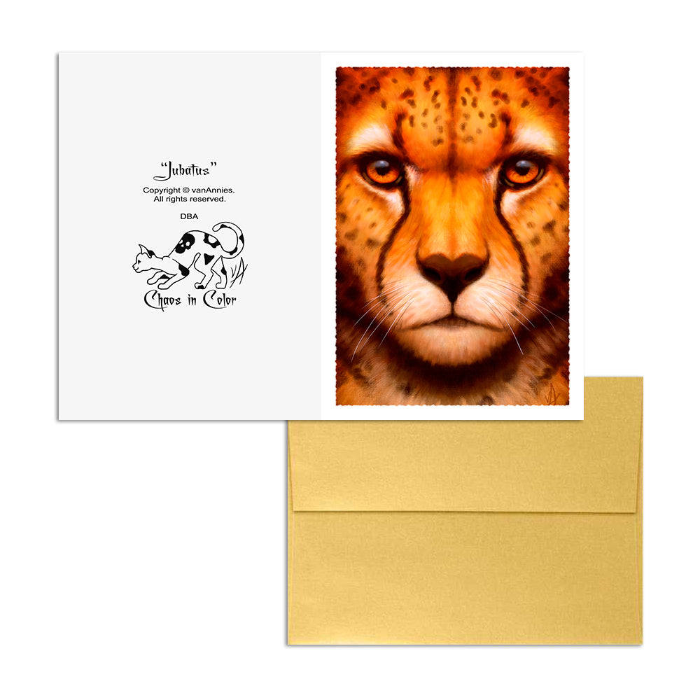 Jubatus (Cheetah Portrait) 5x7 Art Card Print