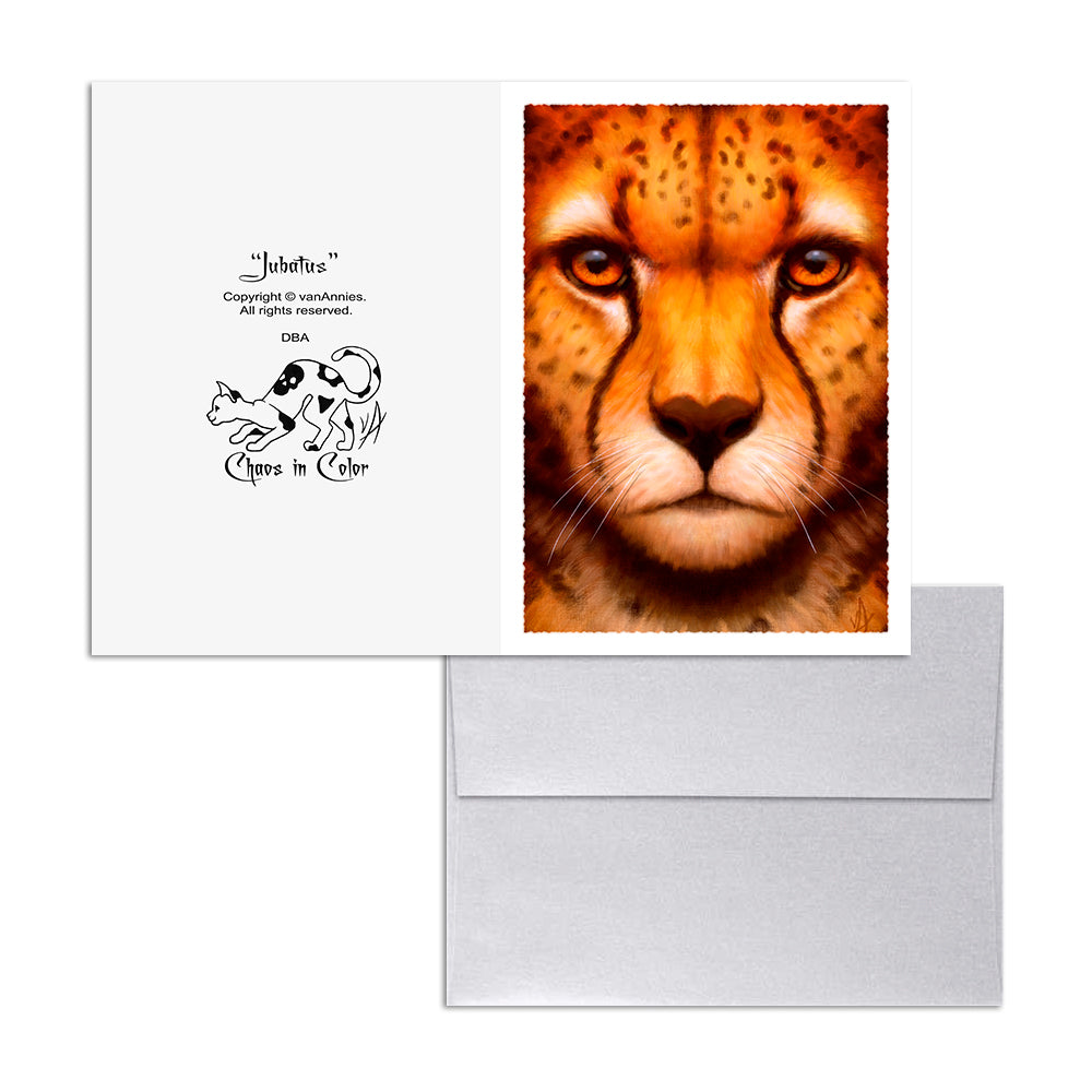 Jubatus (Cheetah Portrait) 5x7 Art Card Print