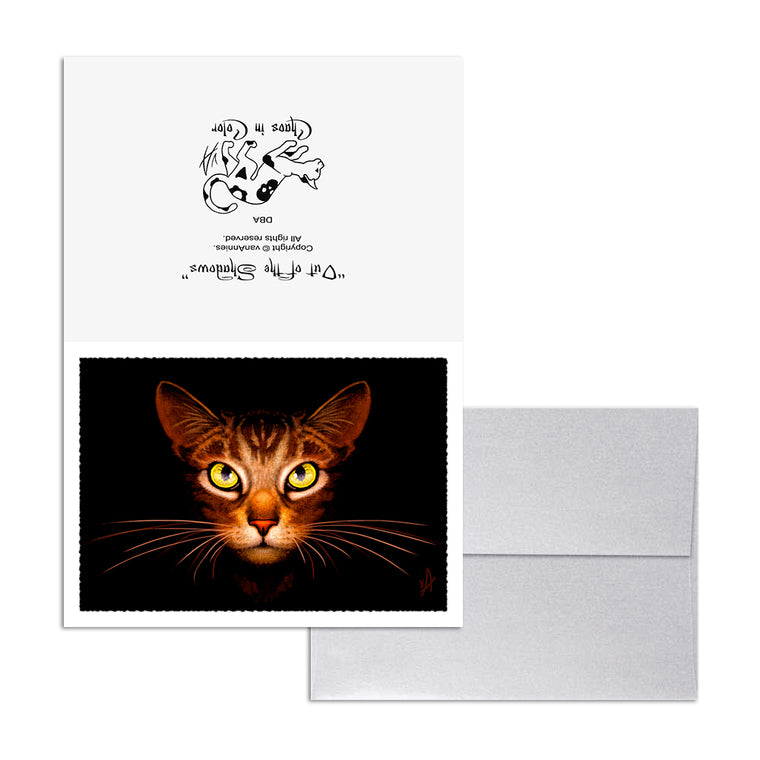 Out of the Shadows (Cat Portrait) 5x7 Art Card Print