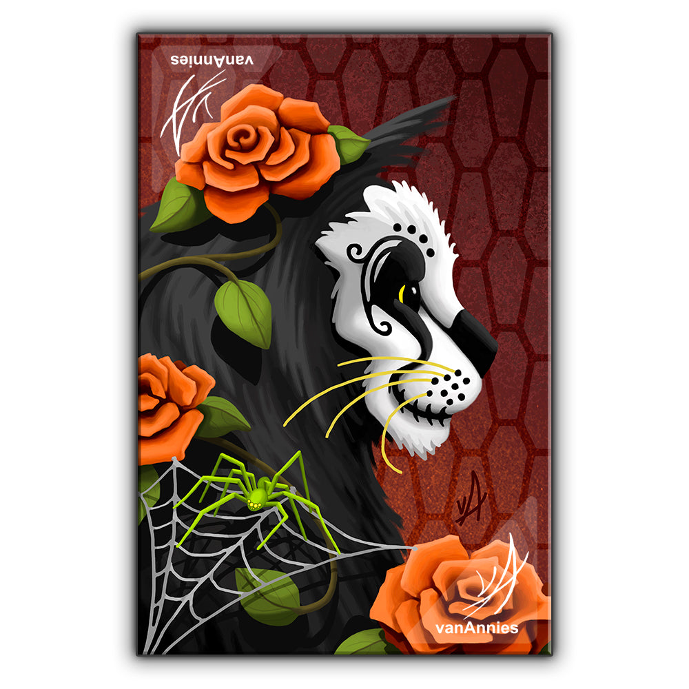 Catacomb (Dia de los Muertos Cat with Spider) Wrapped Canvas Print