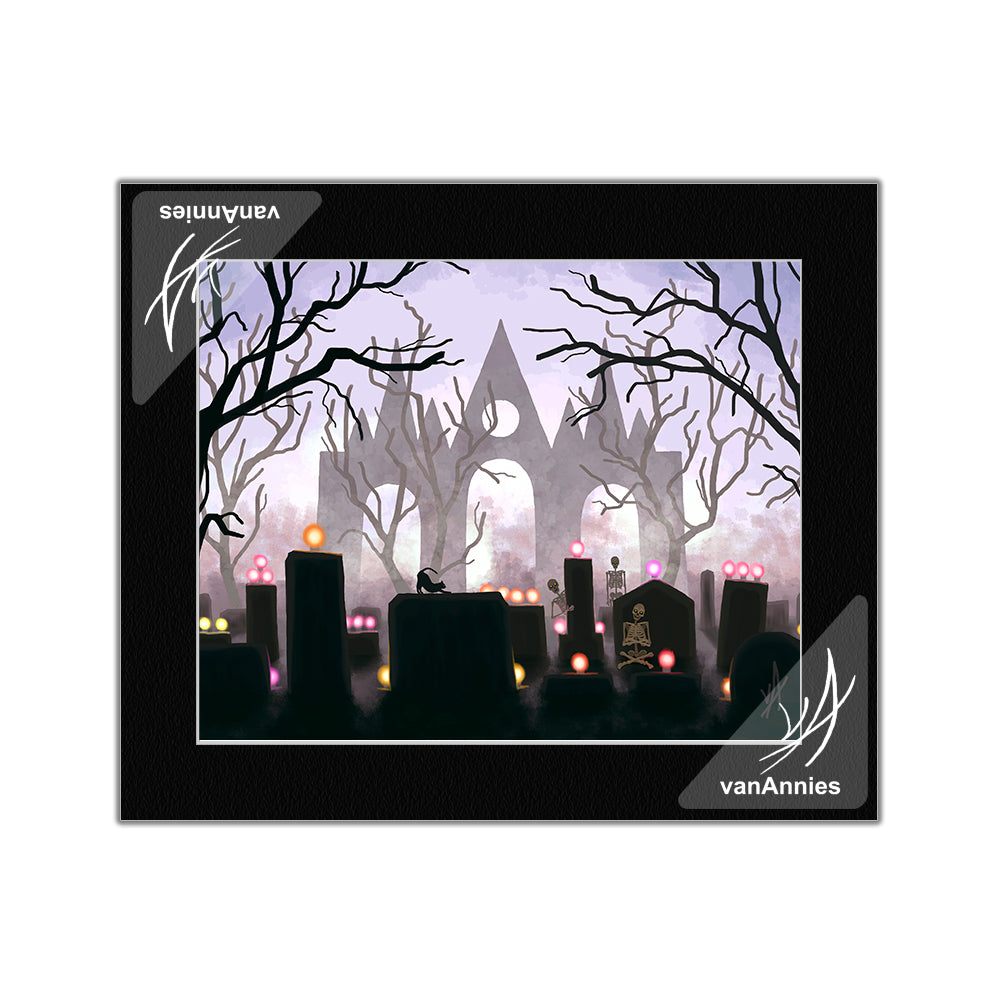 Dead Man's Party (Skeletons in Cemetery) Matted Print