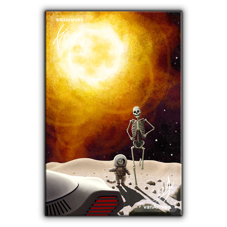 Eight Minutes (Apocalyptic Cat and Skeleton) Wrapped Canvas Print