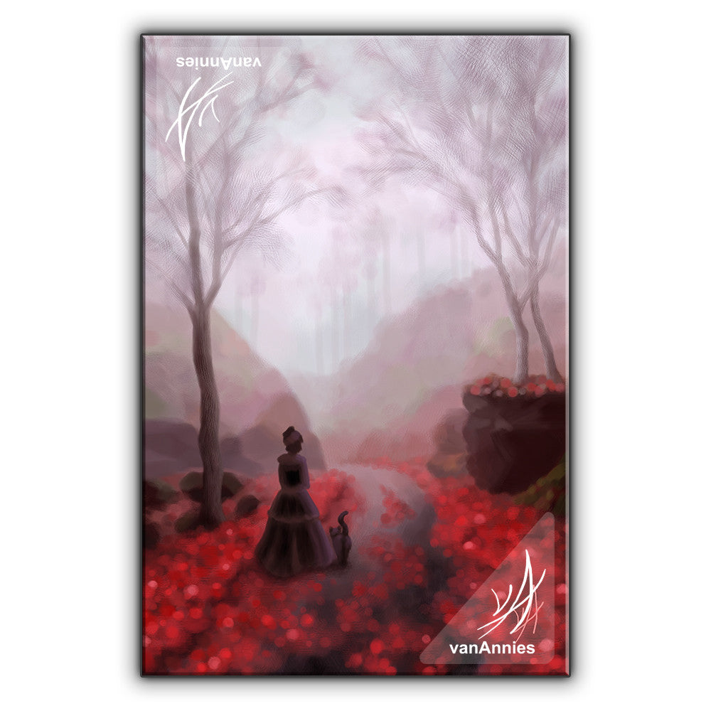 February Fog (Victorian Woman and Cat) Wrapped Canvas Print