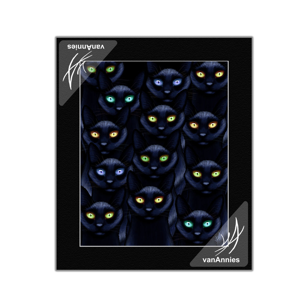 Learn to Love the Dark with Thirteen Black Cats Matted Print