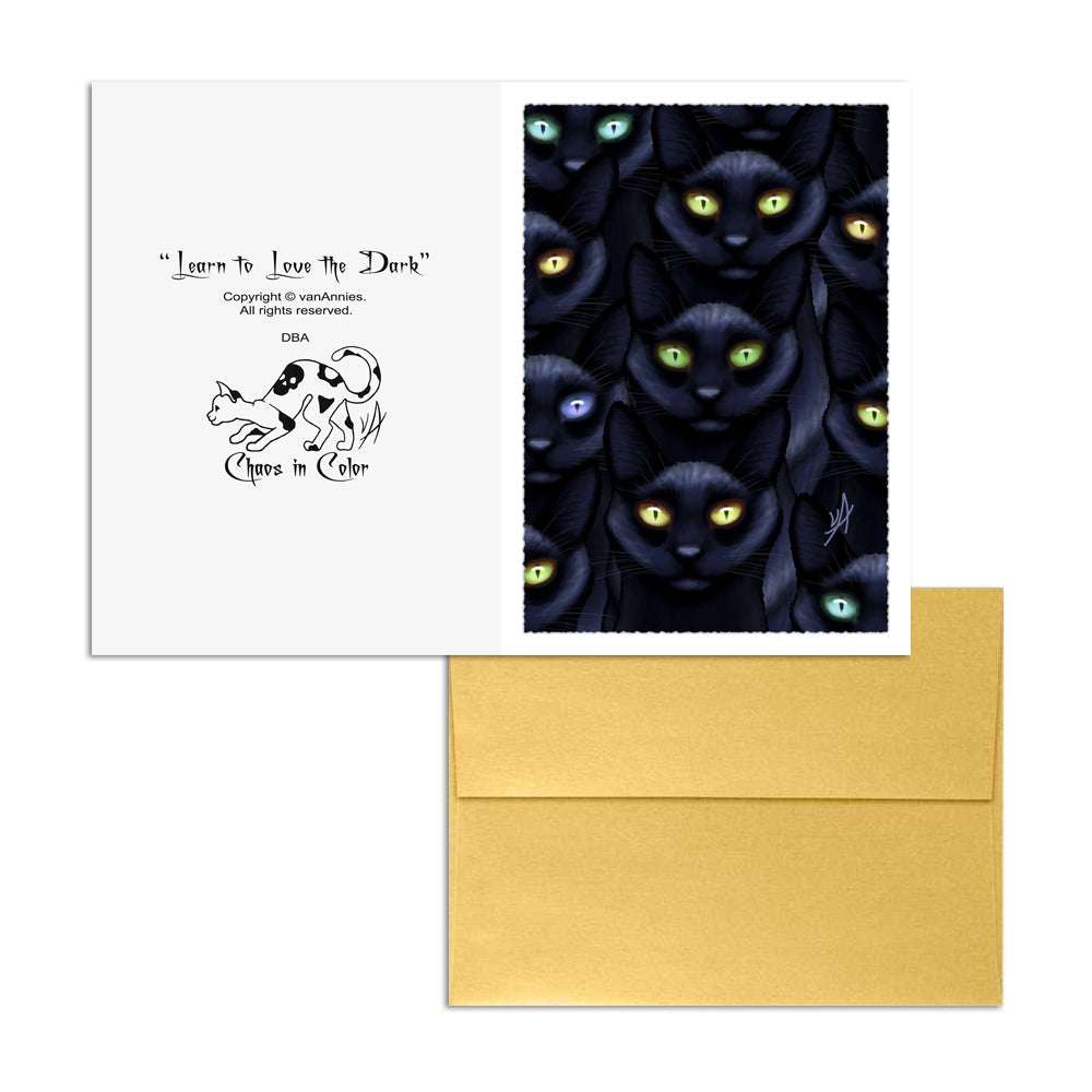 Learn to Love the Dark (Thirteen Black Cats) 5x7 Art Card Print